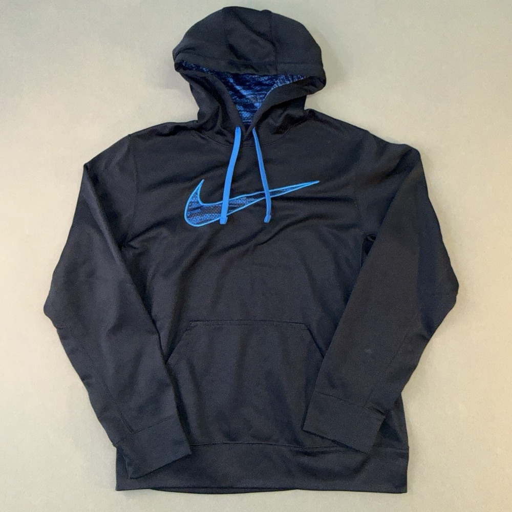 Men's Nike Therma‎ FIT Pullover Hoodie Pullover Sweatshirt Blue Size S